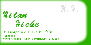 milan hicke business card